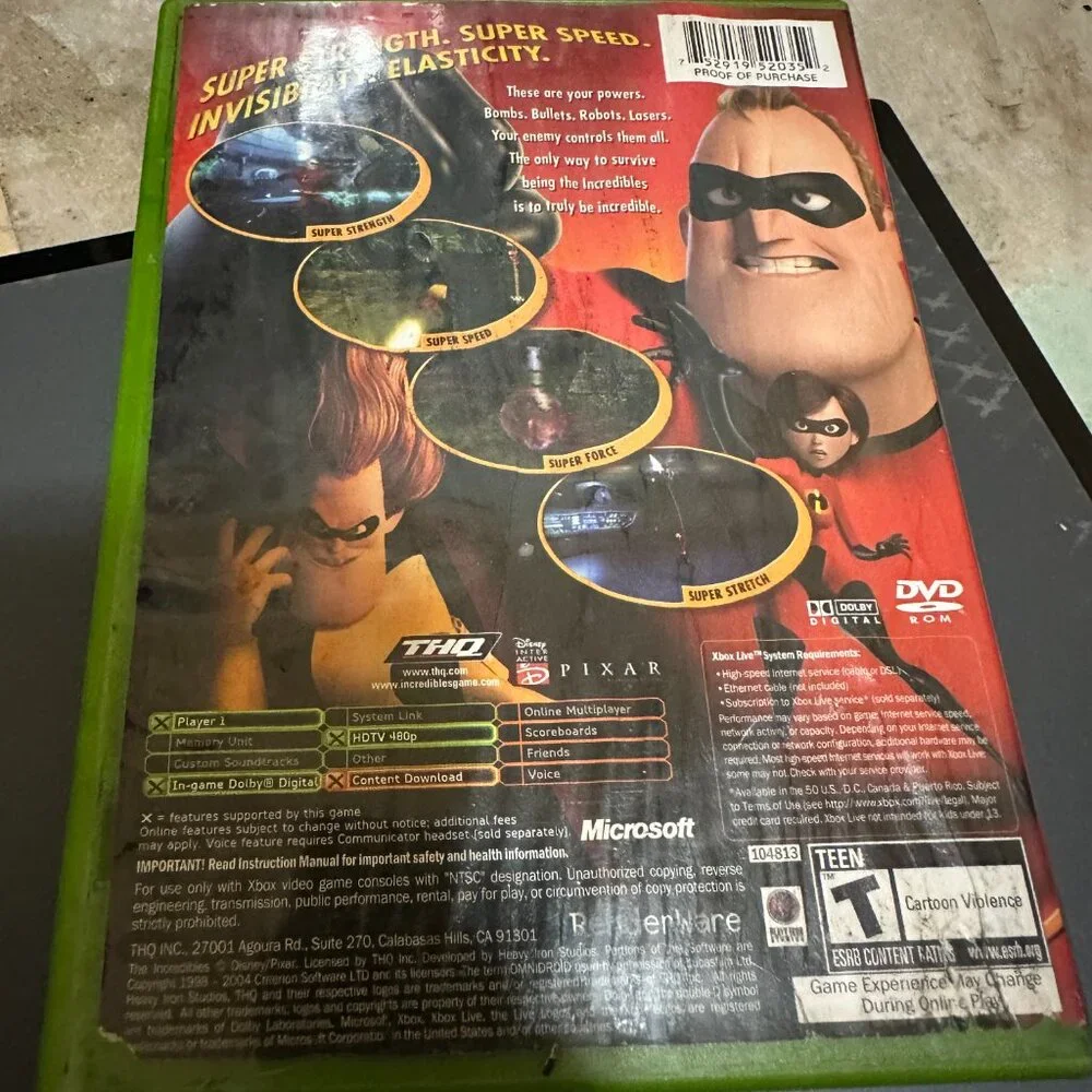 The Incredibles (Microsoft Xbox, 2004) Family Kids Game Complete w/ Manual Teste
